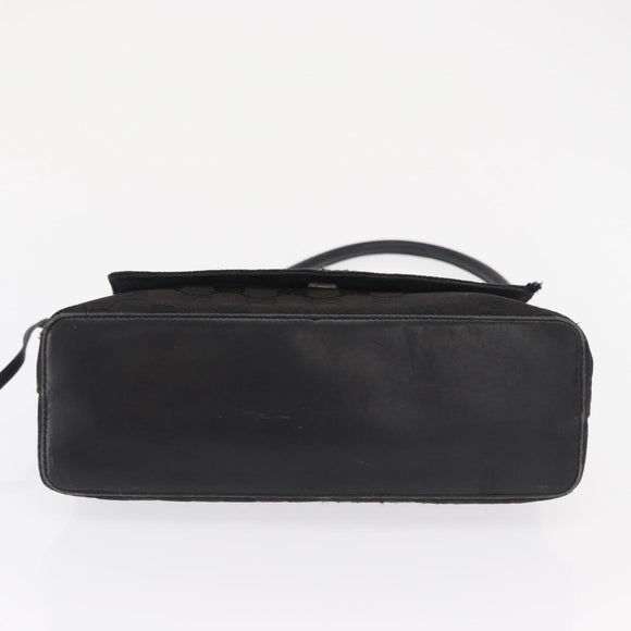 GUCCI GG Canvas Shoulder Bag Black Silver 90646 Auth 169456