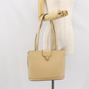 CELINE Shoulder Bag Leather Beige Gold Auth 169460-23