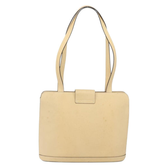 CELINE Shoulder Bag Leather Beige Gold Auth 169460