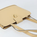 CELINE Shoulder Bag Leather Beige Gold Auth 169460-6