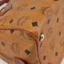 MCM Vicetos Logogram Hand Bag PVC Leather Brown Gold Auth 169462-13