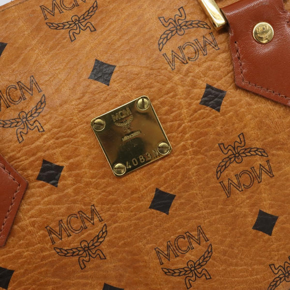 MCM Vicetos Logogram Hand Bag PVC Leather Brown Gold Auth 169462