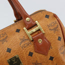 MCM Vicetos Logogram Hand Bag PVC Leather Brown Gold Auth 169462-15