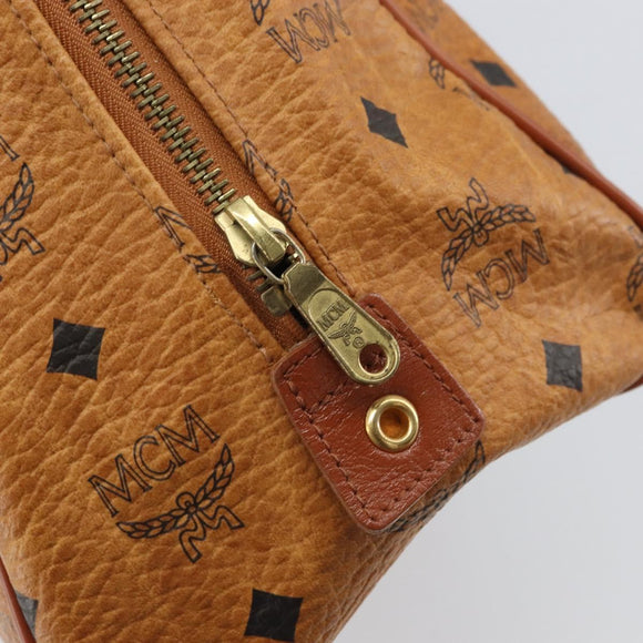 MCM Vicetos Logogram Hand Bag PVC Leather Brown Gold Auth 169462