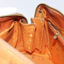 MCM Vicetos Logogram Hand Bag PVC Leather Brown Gold Auth 169462-19