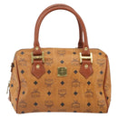 MCM Vicetos Logogram Hand Bag PVC Leather Brown Gold Auth 169462-2
