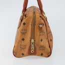 MCM Vicetos Logogram Hand Bag PVC Leather Brown Gold Auth 169462-4