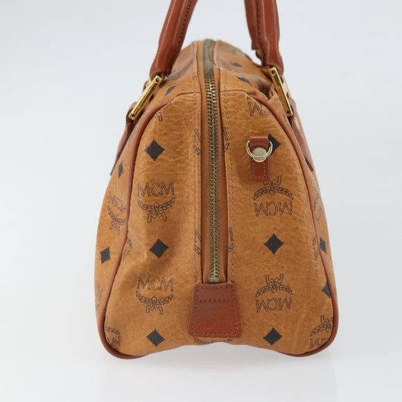 MCM Vicetos Logogram Hand Bag PVC Leather Brown Gold Auth 169462