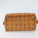 MCM Vicetos Logogram Hand Bag PVC Leather Brown Gold Auth 169462-9