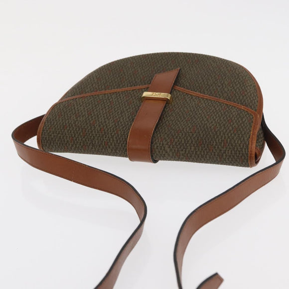 SAINT LAURENT Shoulder Bag Canvas Leather Khaki Gold Auth 169469