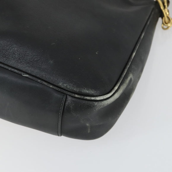 GUCCI Bamboo Hand Bag Leather 2way Black Gold 001 123 1638 Auth 169470