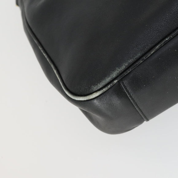GUCCI Bamboo Hand Bag Leather 2way Black Gold 001 123 1638 Auth 169470