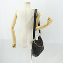 GUCCI Bamboo Hand Bag Leather 2way Black Gold 001 123 1638 Auth 169470-23
