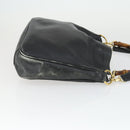 GUCCI Bamboo Hand Bag Leather 2way Black Gold 001 123 1638 Auth 169470-3