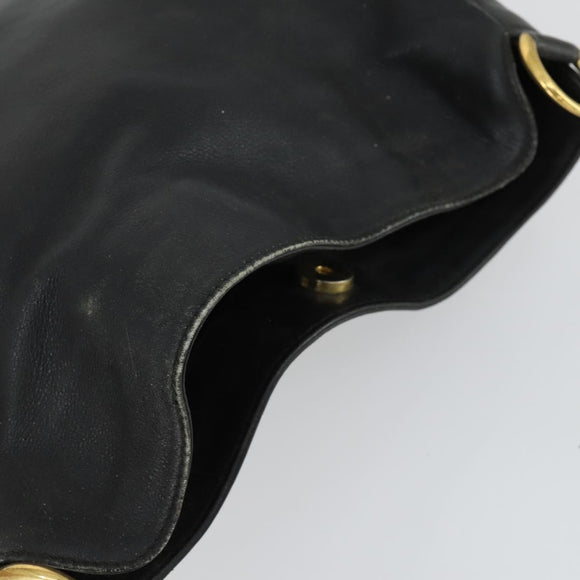 GUCCI Bamboo Hand Bag Leather 2way Black Gold 001 123 1638 Auth 169470