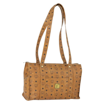 MCM Logogram Vicetos Tote Bag PVC Brown Gold Auth 169472