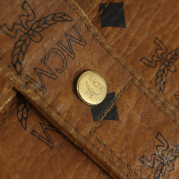 MCM Logogram Vicetos Tote Bag PVC Brown Gold Auth 169472