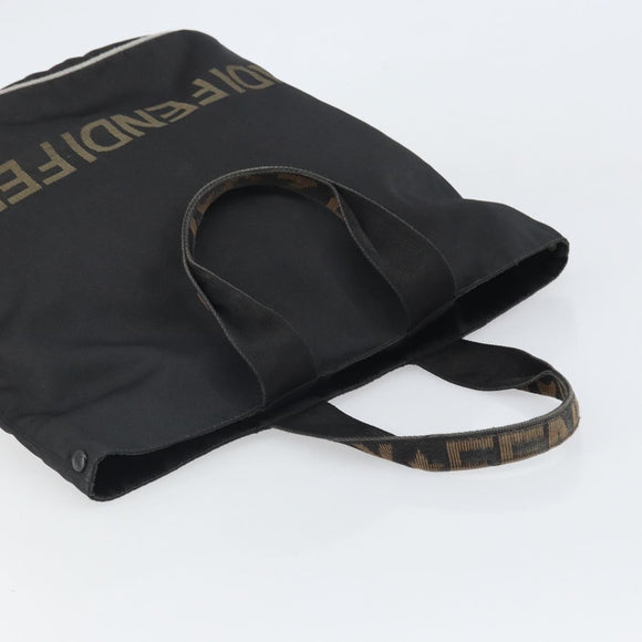 FENDI Tote Bag Nylon Black Auth 169475