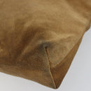 LOEWE Anagram Clutch Bag Suede Beige Gold Auth 169476-14