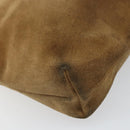 LOEWE Anagram Clutch Bag Suede Beige Gold Auth 169476-15