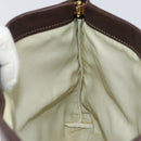 LOEWE Anagram Clutch Bag Suede Beige Gold Auth 169476-11