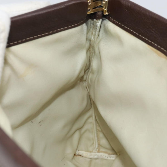 LOEWE Anagram Clutch Bag Suede Beige Gold Auth 169476