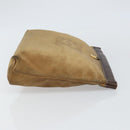 LOEWE Anagram Clutch Bag Suede Beige Gold Auth 169476-3