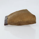 LOEWE Anagram Clutch Bag Suede Beige Gold Auth 169476-4