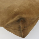 LOEWE Anagram Clutch Bag Suede Beige Gold Auth 169476-7