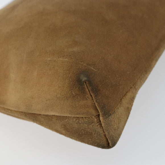 LOEWE Anagram Clutch Bag Suede Beige Gold Auth 169476