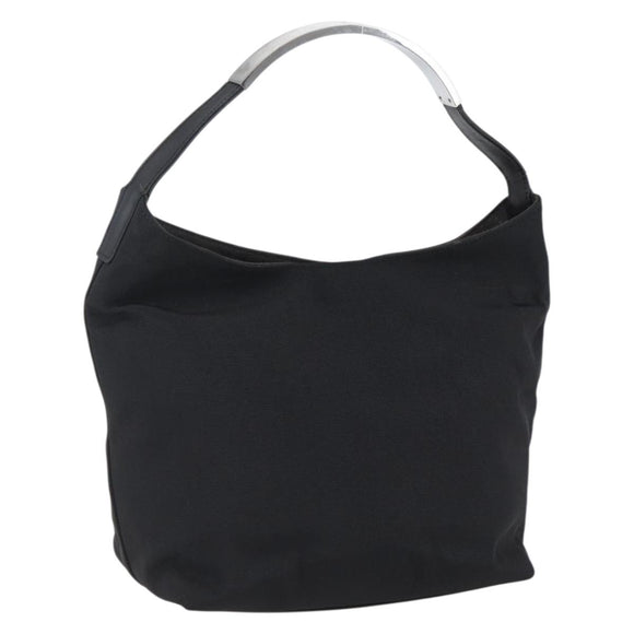 GUCCI Hand Bag Nylon Black Silver Auth 169481