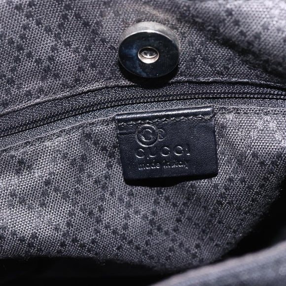 GUCCI Hand Bag Nylon Black Silver Auth 169481