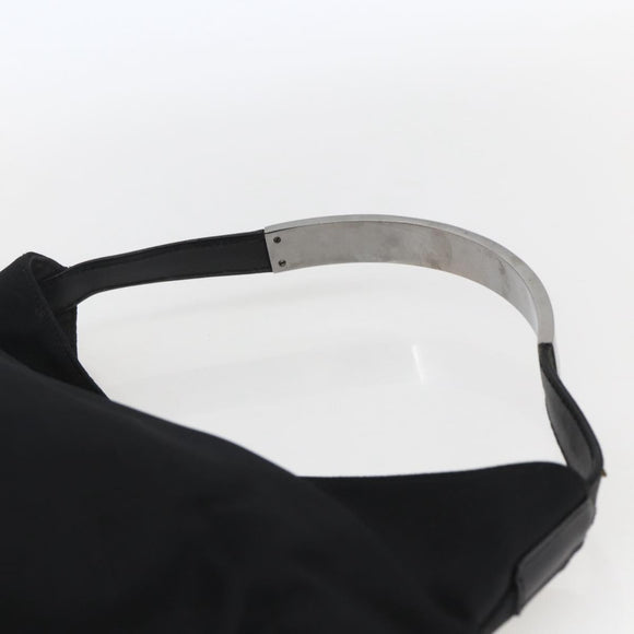 GUCCI Hand Bag Nylon Black Silver Auth 169481