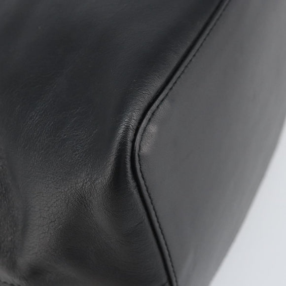 LOEWE Hand Bag Leather Black Silver Auth 169484