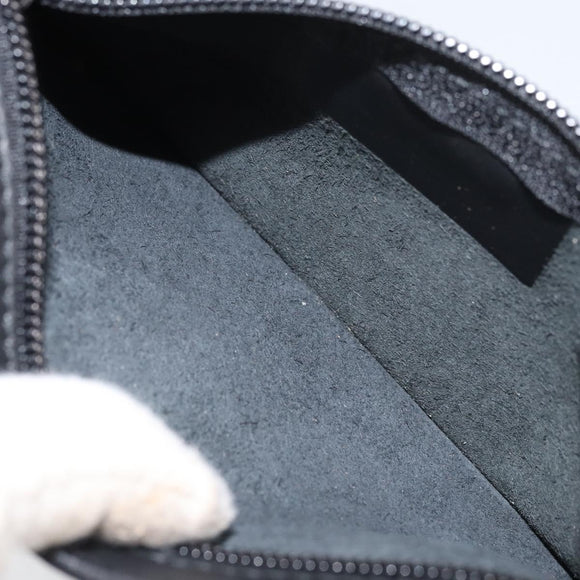 LOEWE Hand Bag Leather Black Silver Auth 169484