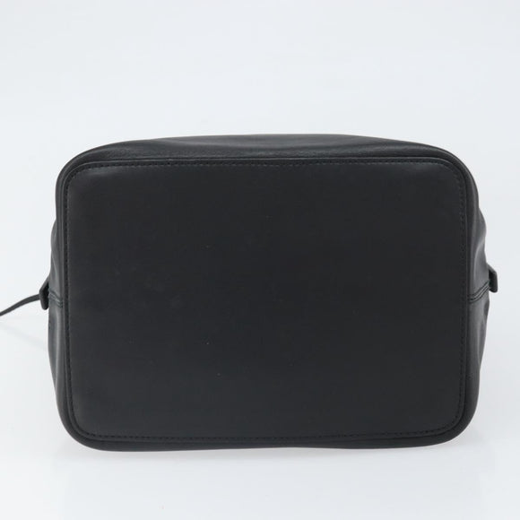 LOEWE Hand Bag Leather Black Silver Auth 169484