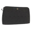Christian Dior Honeycomb Canvas Clutch Bag Canvas Black Gold Auth 169485-1