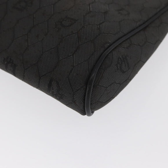 Christian Dior Honeycomb Canvas Clutch Bag Canvas Black Gold Auth 169485
