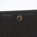 Christian Dior Honeycomb Canvas Clutch Bag Canvas Black Gold Auth 169485-8