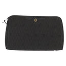 Christian Dior Honeycomb Canvas Clutch Bag Canvas Black Gold Auth 169485-13