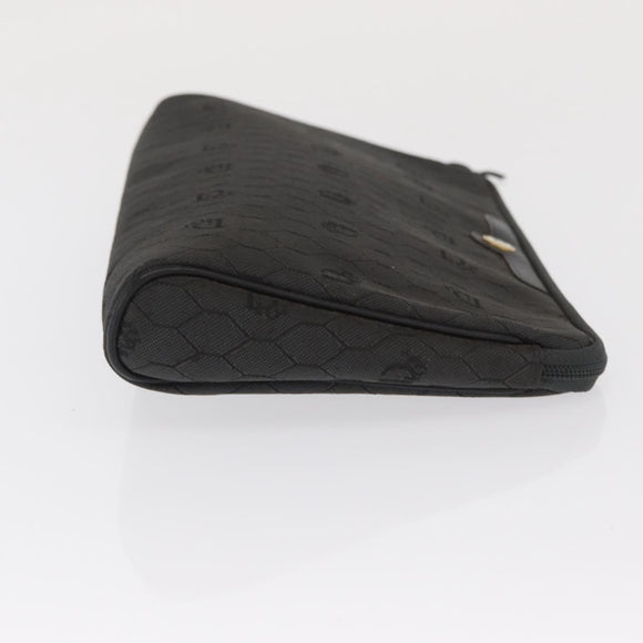 Christian Dior Honeycomb Canvas Clutch Bag Canvas Black Gold Auth 169485