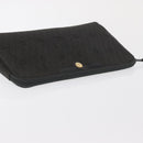 Christian Dior Honeycomb Canvas Clutch Bag Canvas Black Gold Auth 169485-5