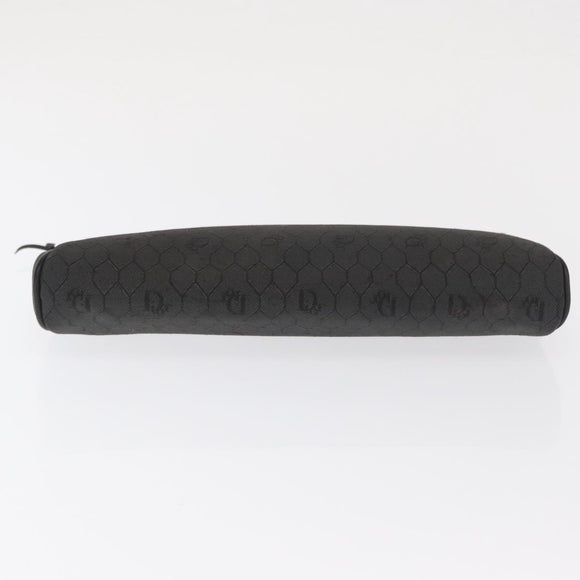 Christian Dior Honeycomb Canvas Clutch Bag Canvas Black Gold Auth 169485