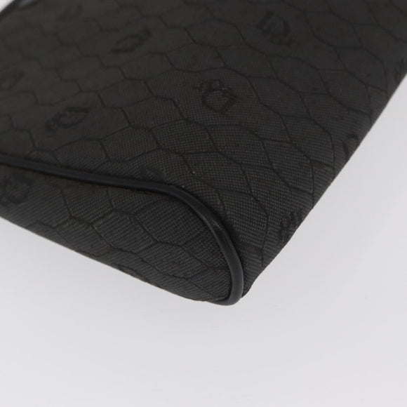 Christian Dior Honeycomb Canvas Clutch Bag Canvas Black Gold Auth 169485