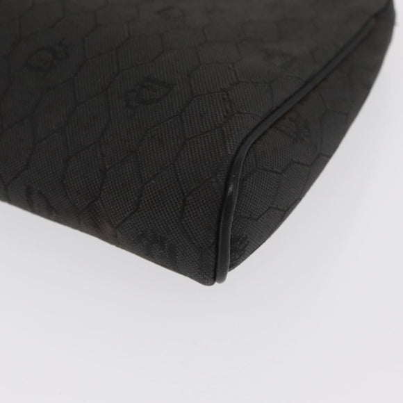 Christian Dior Honeycomb Canvas Clutch Bag Canvas Black Gold Auth 169485