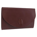 CARTIER Must Line Clutch Bag Leather Bordeaux Gold Auth 169489-1