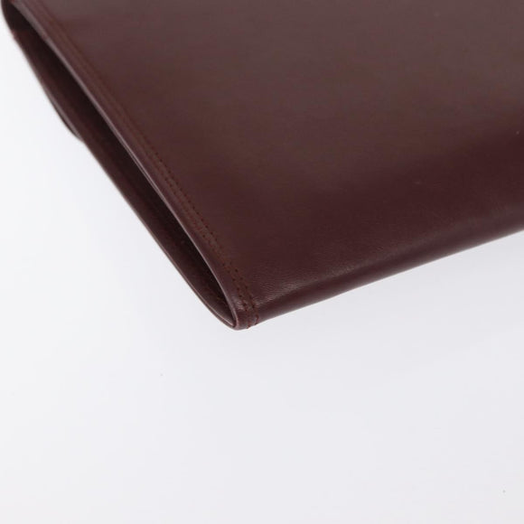 CARTIER Must Line Clutch Bag Leather Bordeaux Gold Auth 169489