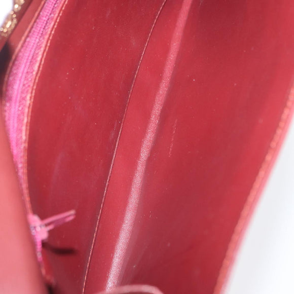 CARTIER Must Line Clutch Bag Leather Bordeaux Gold Auth 169489