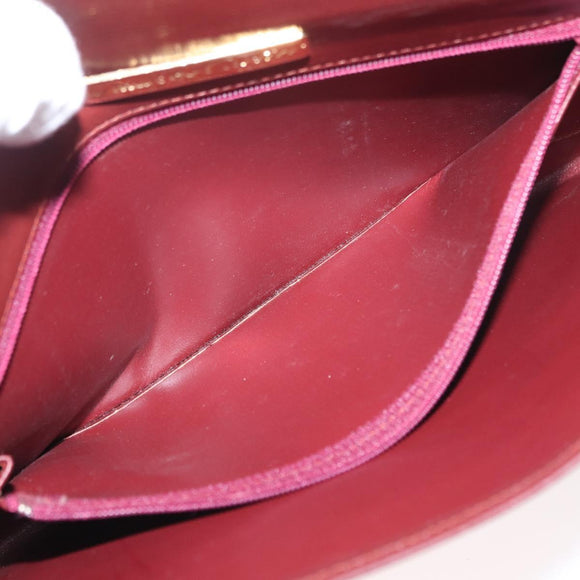 CARTIER Must Line Clutch Bag Leather Bordeaux Gold Auth 169489