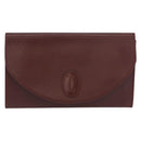 CARTIER Must Line Clutch Bag Leather Bordeaux Gold Auth 169489-2